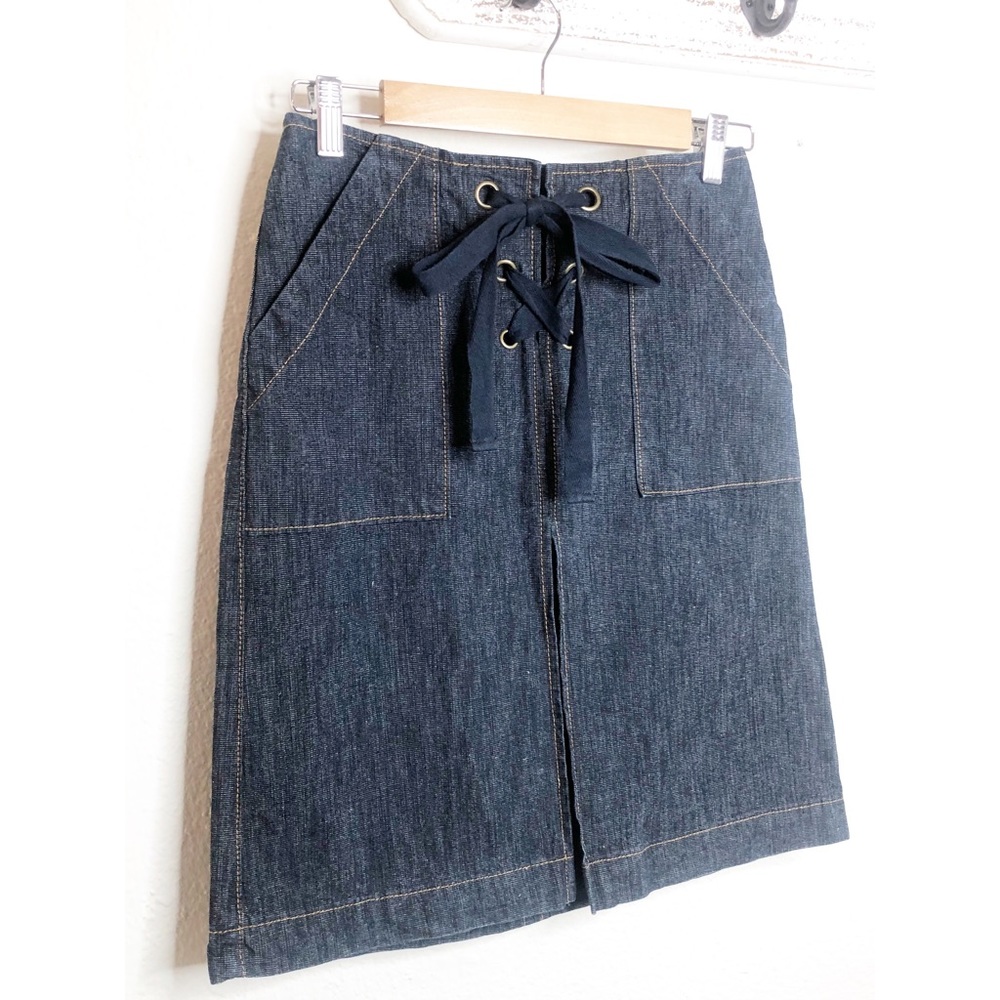 GAP Blue Lace-Up Denim Skirt Size 0